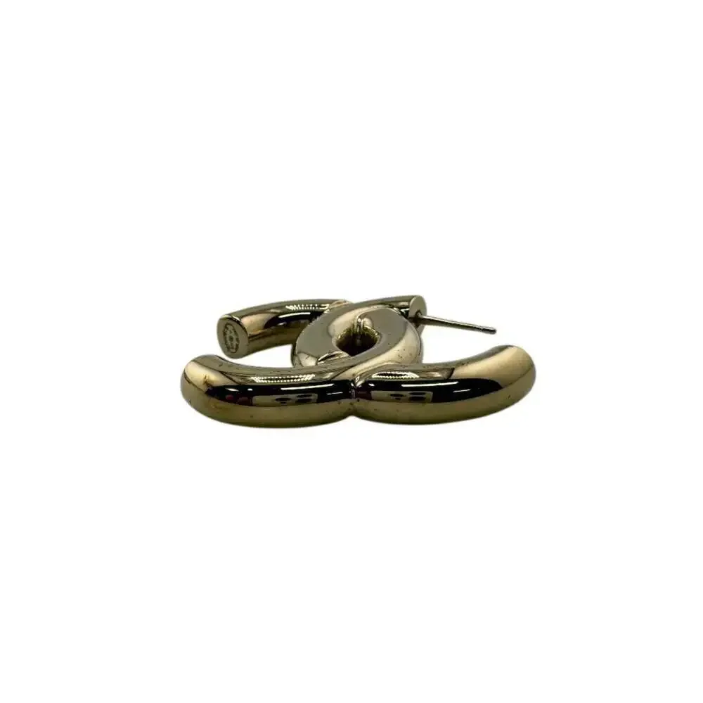 CHANEL Authentic Gold Logo Earrings